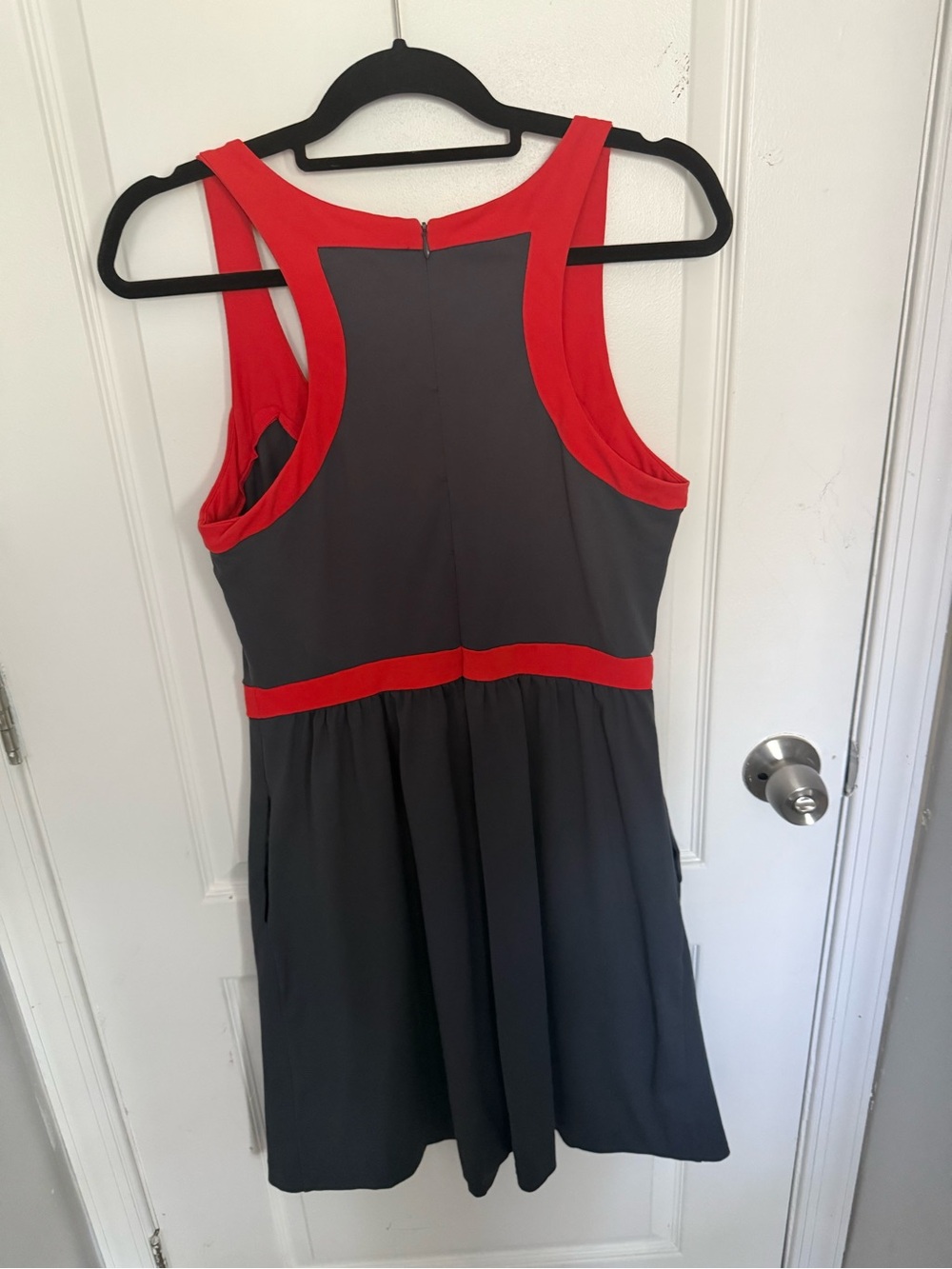 Cynthia Rowley Grey and Red Sleeveless Fit-and-Flare Dress - Picture 2 of 5